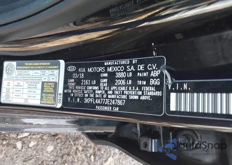 2018 Kia Forte Lx из США, поврежденный, VIN 3KPFL4A77JE247867